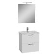 VITRA - Vitra  Mia ensemble meuble préassemblé 59x61x39,5 cm avec miroir, lavabo et éclairage LED, Blanc brillant (MIASET60B) - vignette