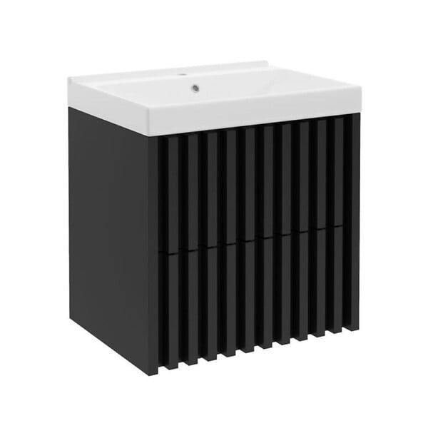SWISS AQUA TECHNOLOGIES - Swiss Aqua Technologies Meuble de salle de bain avec lavabo SAT Delano 60x46 cm noir mat (DELANO60ZCUM) - large
