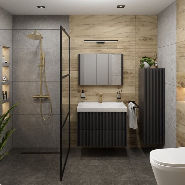 SWISS AQUA TECHNOLOGIES - Swiss Aqua Technologies Meuble de salle de bain avec lavabo SAT Delano 60x46 cm noir mat (DELANO60ZCUM) - large