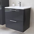 VITRA - Vitra  Mia ensemble meuble préassemblé 59x61x39,5 cm avec lavabo, miroir et éclairage LED, Anthracite brillant (MIASET60A) - vignette