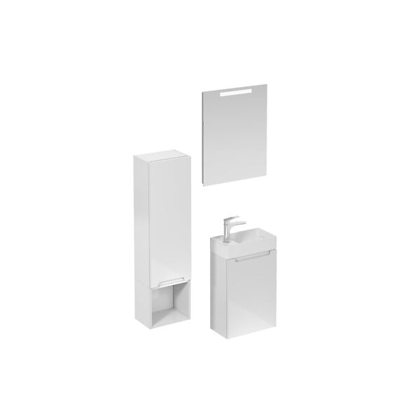 NATUREL - Naturel Ensemble de salle de bain avec lavabo comprenant mitigeur de lavabo, bec et siphon Naturel Stilla blanc brillant (KSETSTILLA022) - large