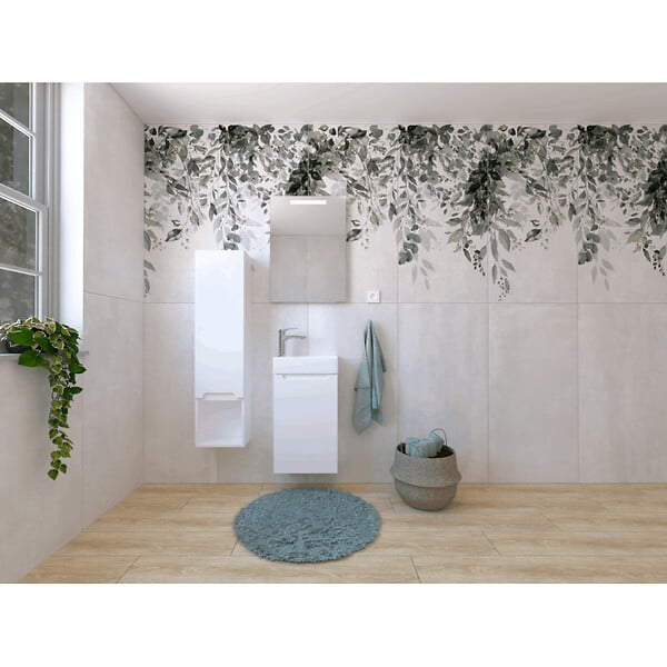 NATUREL - Naturel Ensemble de salle de bain avec lavabo comprenant mitigeur de lavabo, bec et siphon Naturel Stilla blanc brillant (KSETSTILLA022) - large