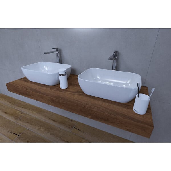 NATUREL - Ensemble de salle de bain SAT avec plaque sous lavabo Dolce 120x8x50 cm chêne charleston KSETDO19 - large