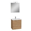 VITRA - Vitra  Mia ensemble avec meuble préassemblé 59x61x39,5 cm + miroir + lavabo céramique + éclairage LED, chêne (MIASET60D) - vignette