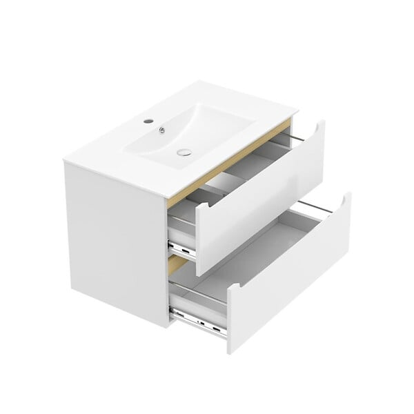 NATUREL - Naturel Meuble de salle de bain MDF avec lavabo Naturel Stilla 80x60x45 cm blanc (STILLAD08057U1) - large