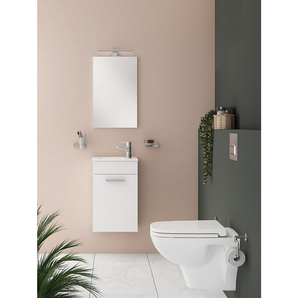 VITRA - Vitra  Mia ensemble meuble 39x61x28 cm avec miroir, lavabo et éclairage LED, Blanc brillant (MIASET40B) - large