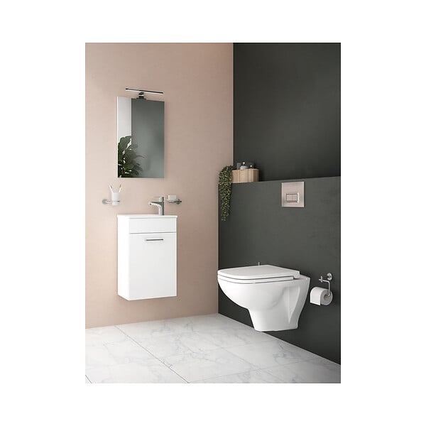 VITRA - Vitra  Mia ensemble meuble 39x61x28 cm avec miroir, lavabo et éclairage LED, Blanc brillant (MIASET40B) - large