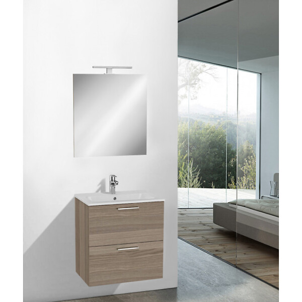 VITRA - Vitra  Lot de 4 Meubles Mia   59x61x39,5 cm avec miroir, lavabo et éclairage LED, Cordoba (MIASET60C-GVP04) - large