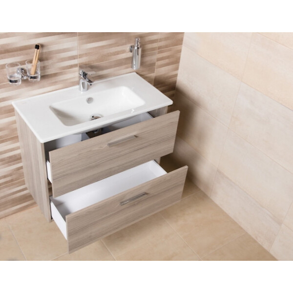 VITRA - Vitra  Lot de 4 Meubles Mia   59x61x39,5 cm avec miroir, lavabo et éclairage LED, Cordoba (MIASET60C-GVP04) - large