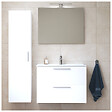 VITRA - Vitra  Set Mia ensemble meuble 79x61x39,5 cm  avec miroir, lavabo, éclairage LED + armoire 145x35x35cm, Blanc brillant - vignette