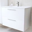 VITRA - Vitra  Set Mia ensemble meuble 79x61x39,5 cm  avec miroir, lavabo, éclairage LED + armoire 145x35x35cm, Blanc brillant - vignette