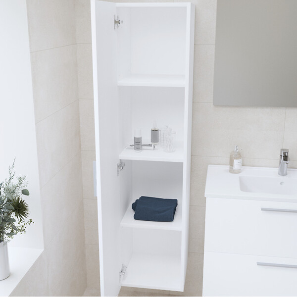 VITRA - Vitra  Set Mia ensemble meuble 79x61x39,5 cm  avec miroir, lavabo, éclairage LED + armoire 145x35x35cm, Blanc brillant - large