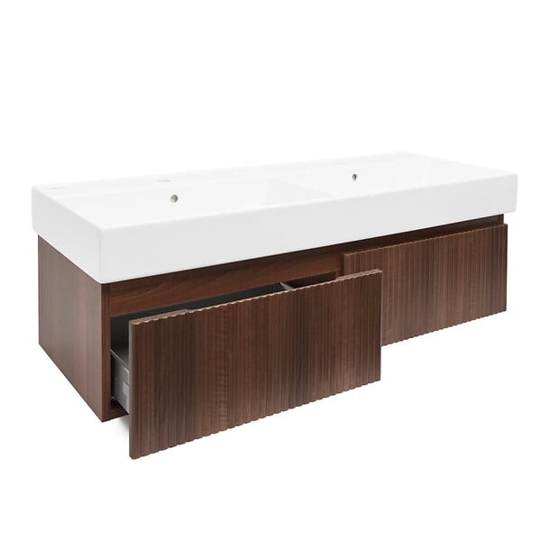 SWISS AQUA TECHNOLOGIES - Swiss Aqua Technologies Meuble de salle de bain avec lavabo SAT Evolution 118x30x44,8 cm noyer mat (SATEVO120NAU2) - large