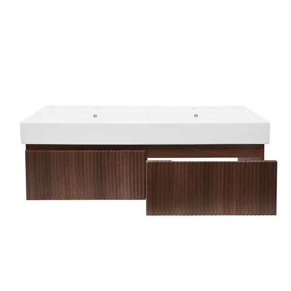 SWISS AQUA TECHNOLOGIES - Swiss Aqua Technologies Meuble de salle de bain avec lavabo SAT Evolution 118x30x44,8 cm noyer mat (SATEVO120NAU2) - large