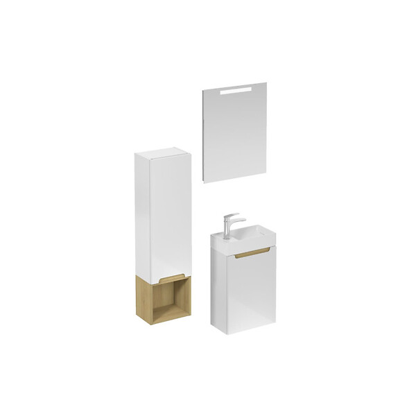 NATUREL - Naturel Ensemble de salle de bain avec lavabo comprenant robinet de lavabo, bec et siphon Naturel Stilla blanc brillant (KSETSTILLA020) - large