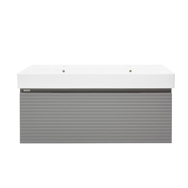 NATUREL - Meuble et vasque salle de bain strié Naturel Savona 118x43x44,8 cm gris mat (SAVONA120GMU2) - large