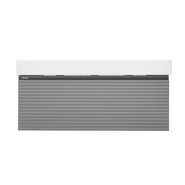 NATUREL - Meuble et vasque salle de bain strié Naturel Savona 118x43x44,8 cm gris mat (SAVONA120GMU2) - large
