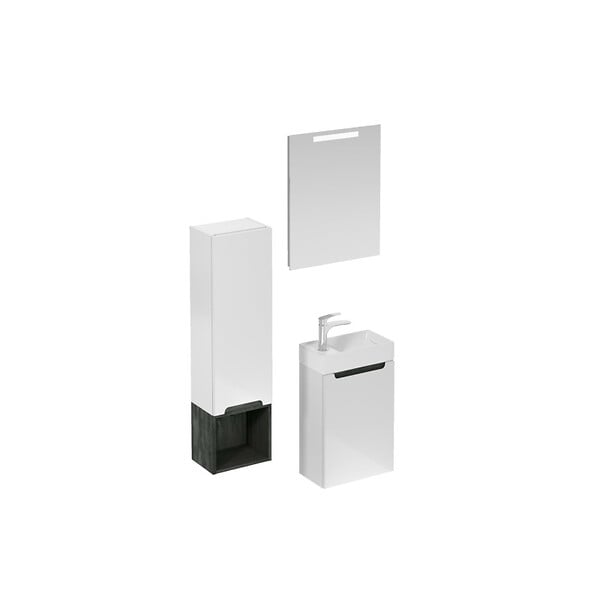 NATUREL - Naturel Ensemble de salle de bain avec lavabo comprenant mitigeur de lavabo, bec et siphon Naturel Stilla blanc brillant (KSETSTILLA021) - large