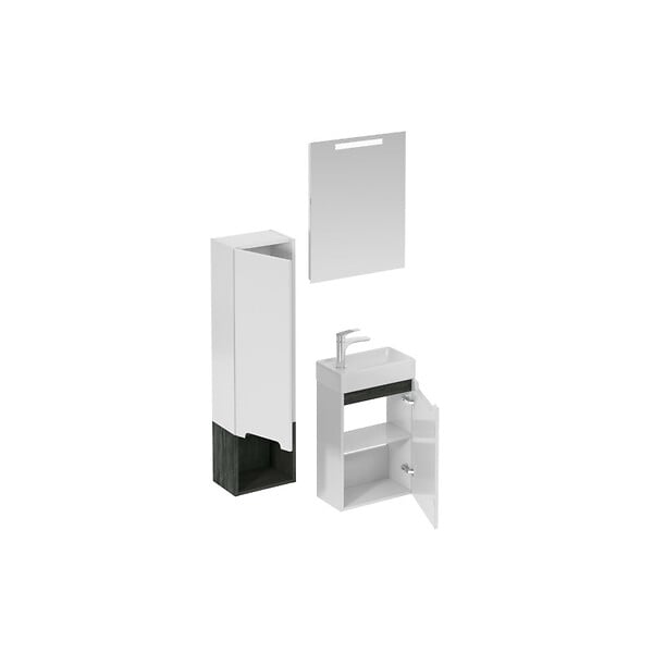 NATUREL - Naturel Ensemble de salle de bain avec lavabo comprenant mitigeur de lavabo, bec et siphon Naturel Stilla blanc brillant (KSETSTILLA021) - large