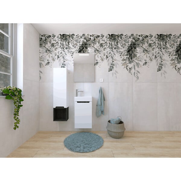 NATUREL - Naturel Ensemble de salle de bain avec lavabo comprenant mitigeur de lavabo, bec et siphon Naturel Stilla blanc brillant (KSETSTILLA021) - large