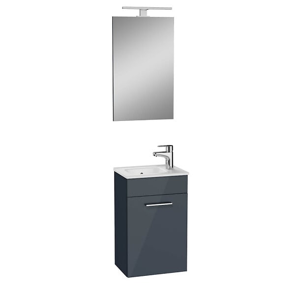 VITRA - Mia ensemble meuble 39x61x28 cm avec miroir, lavabo et éclairage LED, Anthracite brillant (MIASET40A) - large
