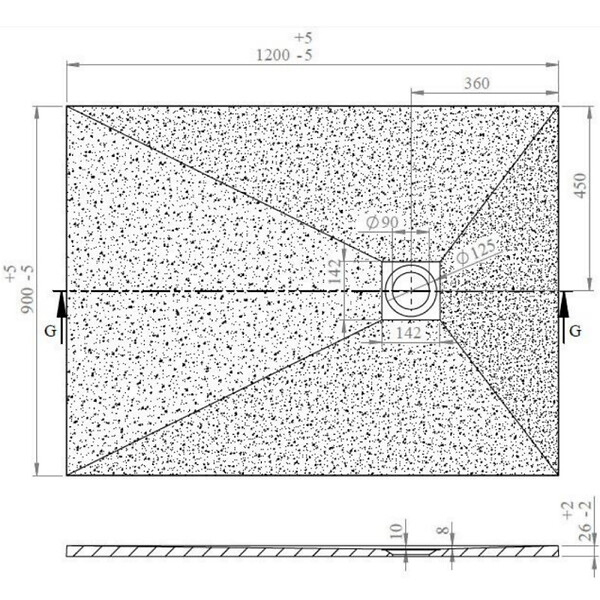 SWISS AQUA TECHNOLOGIES - Swiss Aqua Technologies Alek Receveur de douche rectangulaire 120x90cm avec siphon, en marbre coulé, Gris (SATALEK12090S) - large
