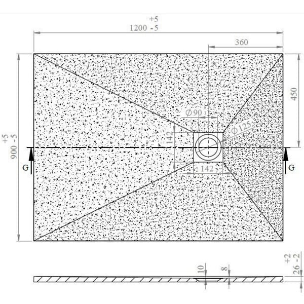 SWISS AQUA TECHNOLOGIES - Swiss Aqua Technologies Alek Receveur de douche rectangulaire 120x90cm avec siphon, en marbre coulé, Gris (SATALEK12090S-S) - large