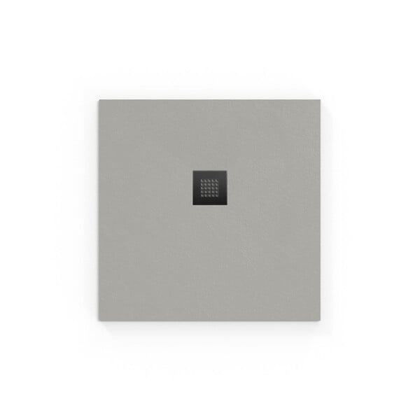 SWISS AQUA TECHNOLOGIES - Swiss Aqua Technologies Alek Receveur de douche carré 90x90cm avec siphon, en marbre coulé, Gris (SATALEK90QS) - large