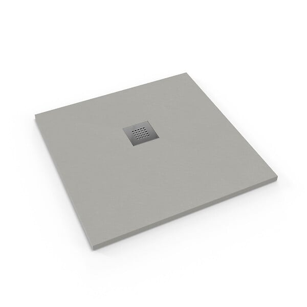 SWISS AQUA TECHNOLOGIES - Swiss Aqua Technologies Alek Receveur de douche carré 90x90cm avec siphon, en marbre coulé, Gris (SATALEK90QS) - large