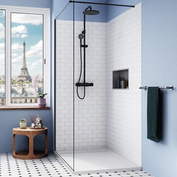 CERAMIA - Ceramia Alda Receveur de douche 120x80cm en pierre de synthèse durable, blanc mat (ALD15-12080B) - large