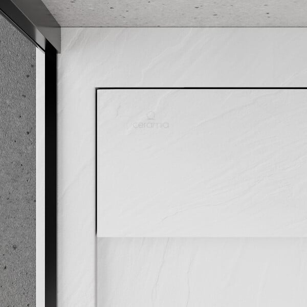 CERAMIA - Ceramia Alda Receveur de douche 120x80cm en pierre de synthèse durable, blanc mat (ALD15-12080B) - large