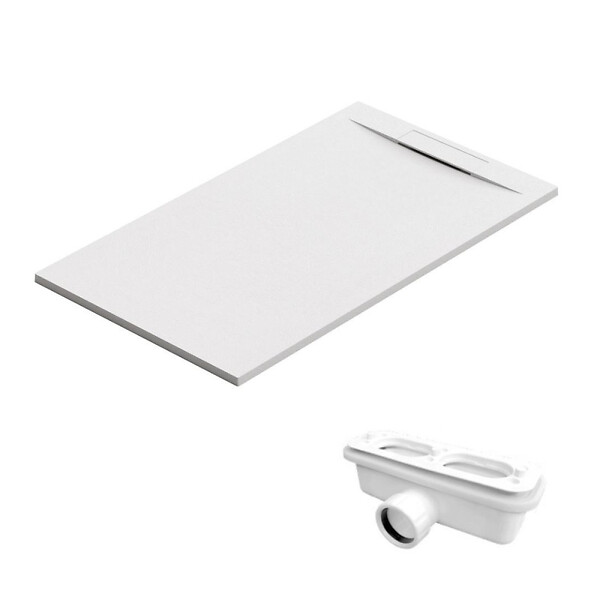 SWISS AQUA TECHNOLOGIES - Swiss Aqua Technologies Fusion Receveur de douche 120x80cm en marbre coulé, Blanc (SATFU12080BL) - large