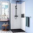 CERAMIA - Ceramia Alda Siphon + Receveur de douche 80x80cm. Pierre de synthèse, noir mat (ALD15-8080N-S) - vignette