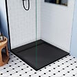 CERAMIA - Ceramia Alda Siphon + Receveur de douche 80x80cm. Pierre de synthèse, noir mat (ALD15-8080N-S) - vignette