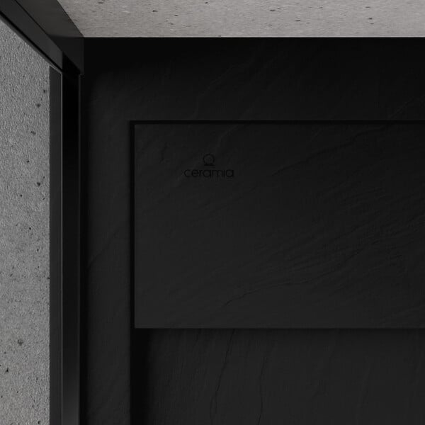 CERAMIA - Ceramia Alda Receveur de douche 120x80cm en pierre de synthèse durable, noir mat (ALD15-12080N) - large