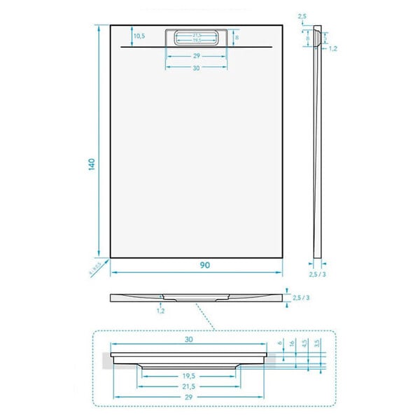 SWISS AQUA TECHNOLOGIES - Swiss Aqua Technologies Fusion Receveur de douche 140x90cm en marbre coulé, Blanc (SATFUP14090BL) - large