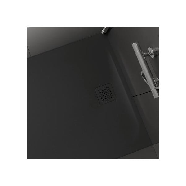 LAUFEN - Laufen Pro Receveur de douche en gel coat Marbond extra-plat carré, évacuation sur le côté 80x80, Anthracite mat H2109500780001 - large