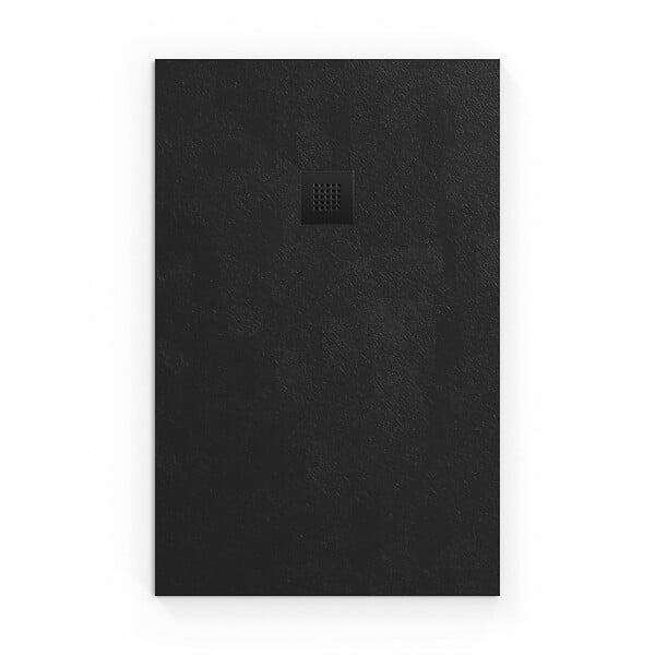 SWISS AQUA TECHNOLOGIES - Swiss Aqua Technologies B-Way Receveur rectangulaire 140x90cm avec siphon, en marbre coulé, Noir (SATALEK14090) - large
