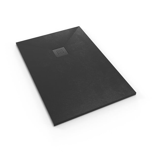 SWISS AQUA TECHNOLOGIES - Swiss Aqua Technologies B-Way Receveur de douche rectangulaire 120x80cm avec siphon, en marbre coulé, Noir (SATALEK12080) - large