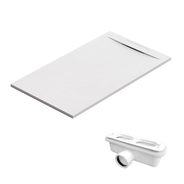 SWISS AQUA TECHNOLOGIES - Swiss Aqua Technologies Fusion Receveur de douche 140x80cm en marbre coulé, Blanc (SATFU14080BL) - large
