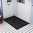 CERAMIA - Ceramia Alda Receveur de douche 120x80cm + Siphon Eslim90. Pierre de synthèse, noir mat (ALD15-12080N-S) - vignette