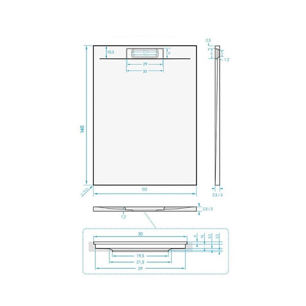 SWISS AQUA TECHNOLOGIES - Swiss Aqua Technologies Fusion Receveur de douche 140x90cm en marbre coulé avec siphon, Graphite (SATFU14090G-S) - large