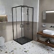 SWISS AQUA TECHNOLOGIES - Swiss Aqua Technologies B-Way Receveur de douche carré 90x90 cm avec siphon, en marbre coulé, Noir (SATALEK90Q) - vignette