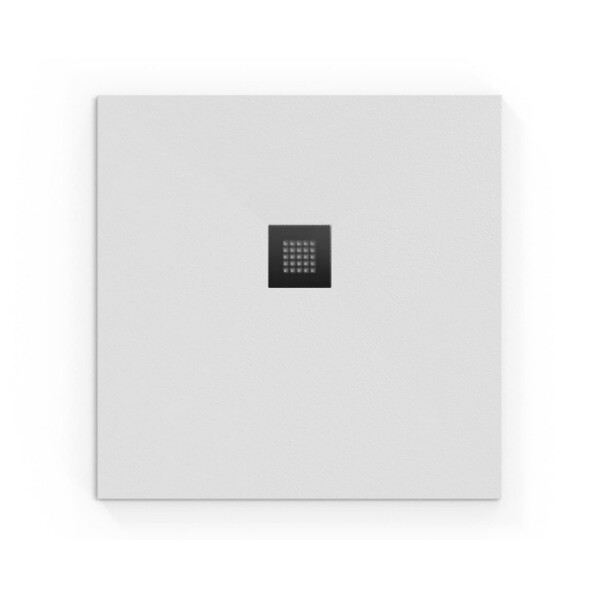 SWISS AQUA TECHNOLOGIES - Swiss Aqua Technologies Alek Receveur de douche carré 80x80cm avec siphon, en marbre coulé, Blanc (SATALEK80QB) - large