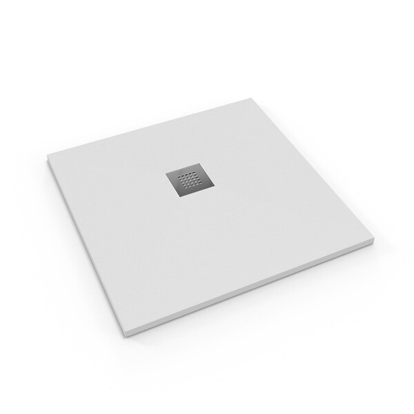 SWISS AQUA TECHNOLOGIES - Swiss Aqua Technologies Alek Receveur de douche carré 80x80cm avec siphon, en marbre coulé, Blanc (SATALEK80QB) - large
