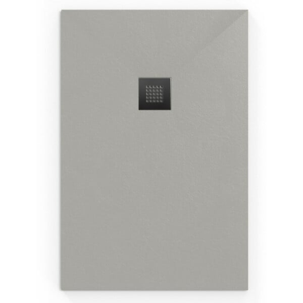 SWISS AQUA TECHNOLOGIES - Swiss Aqua Technologies Alek Receveur de douche rectangulaire 100x80 cm avec siphon, en marbre coulé, Gris (SATALEK10080S) - large