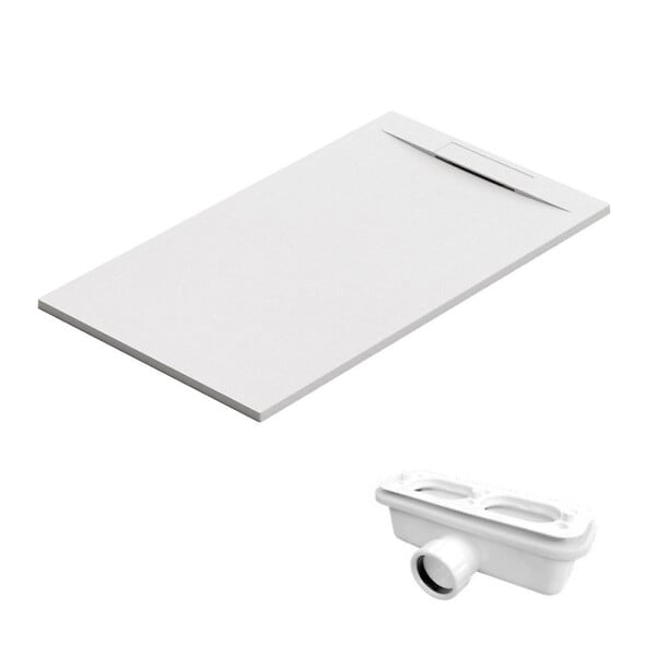 SWISS AQUA TECHNOLOGIES - Swiss Aqua Technologies Fusion Receveur de douche 160x90cm en marbre coulé, Blanc (SATFU16090BL) - large