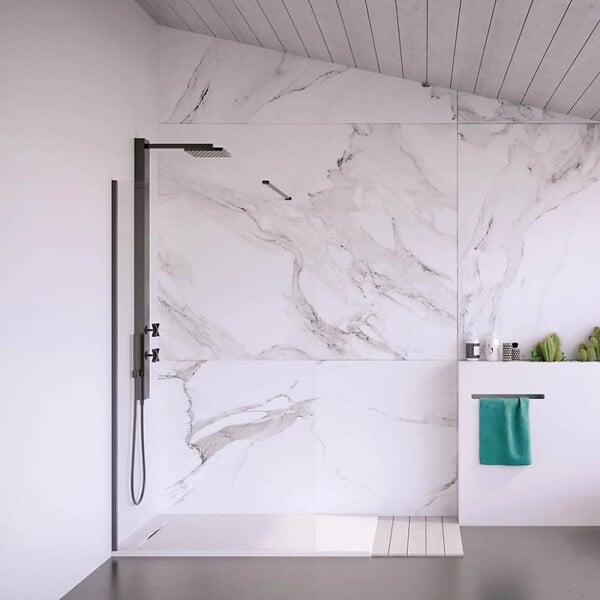 SWISS AQUA TECHNOLOGIES - Swiss Aqua Technologies Fusion Receveur de douche 160x90cm en marbre coulé, Blanc (SATFU16090BL) - large