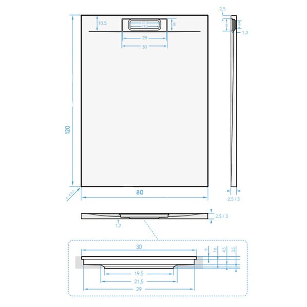 SWISS AQUA TECHNOLOGIES - Fusion Receveur de douche 120x80cm en marbre coulé, Blanc (SATFU12080BL-S) - large