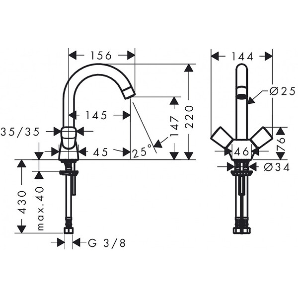HANSGROHE - Hansgrohe Logis Mélangeur lavabo sans tirette ni vidage, chromé (71221000) - large
